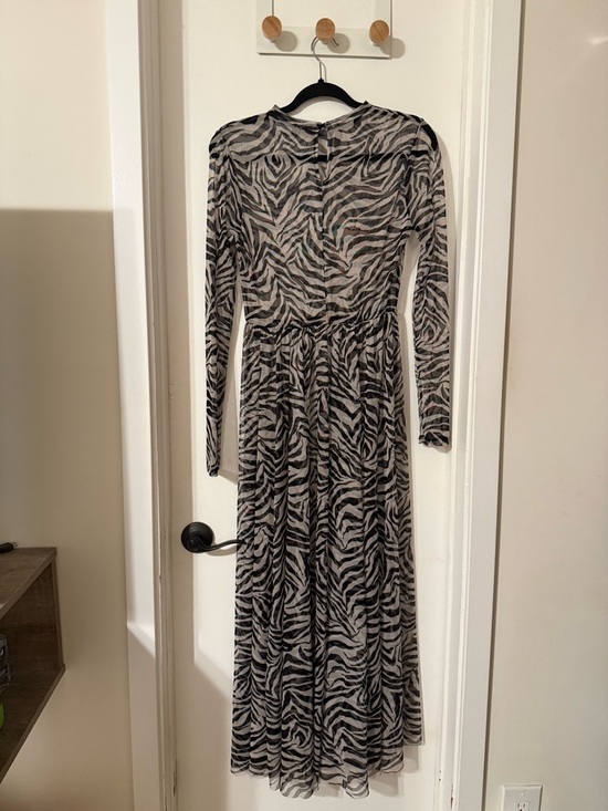 Dressed in Lala Black & White Zebra Print Mesh Maxi Dress - Picture 2 of 10